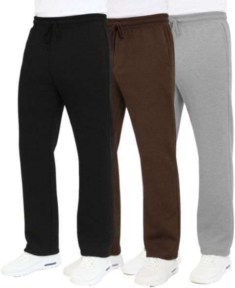 Мужские брюки Blue Ice Classic Heavyweight Fleece Open Bottom Sweatpants, 3-Pack, цвет: Чёрный / Коричневый