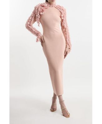 Women's Bandage Rosette Midi Detail Dress