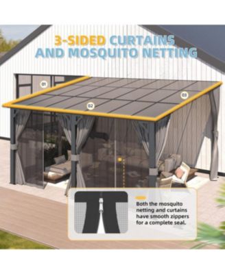 Wall Gazebo with Curtains and Mosquito Netting