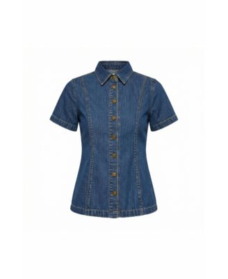 Women's Tailored Denim Button-Up Shirt