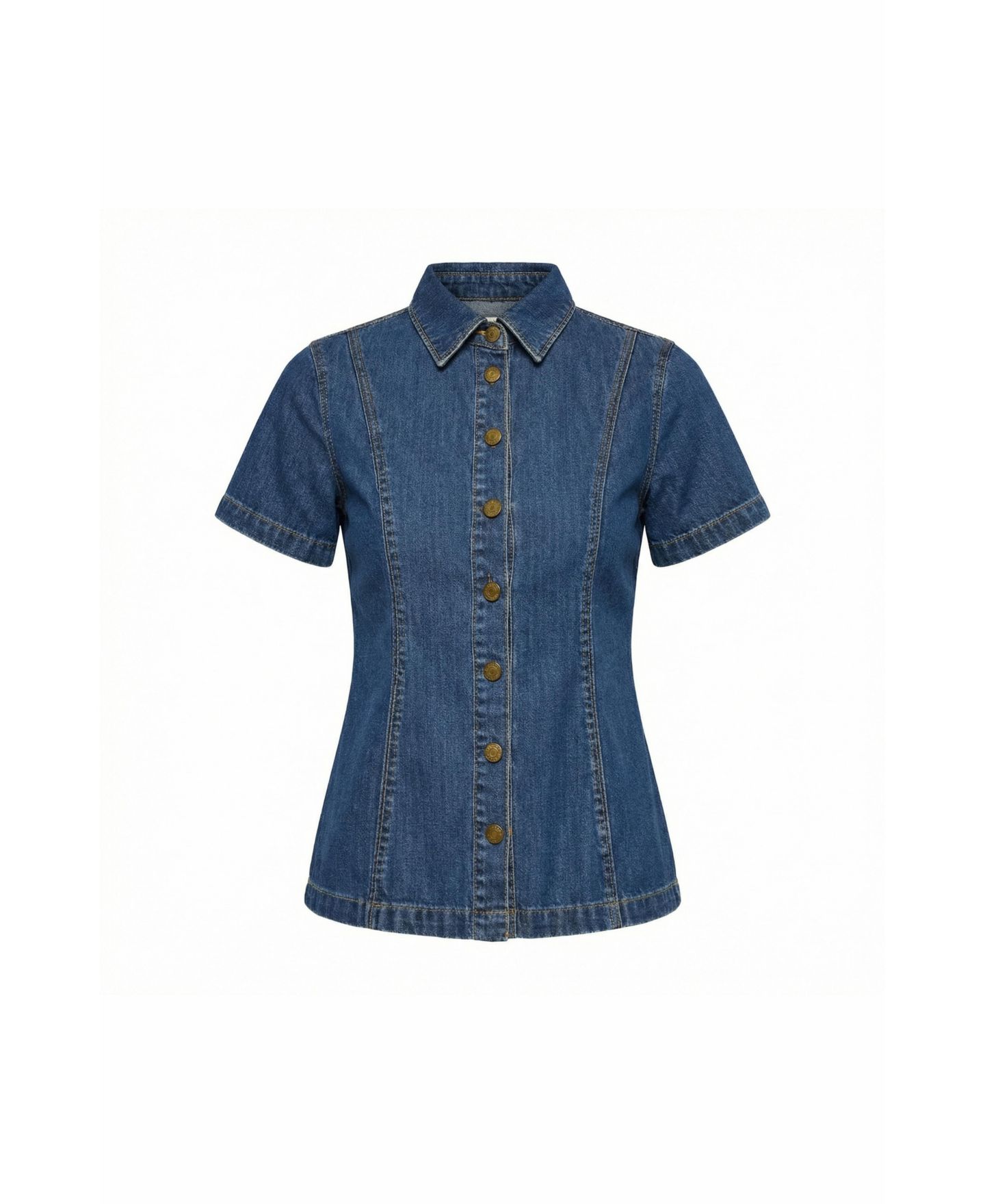 Женская рубашка Modenaire Tailored Denim Button-Up, цвет: Индиго — фото 4