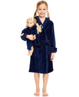 Little Girls 6-14 Matching Doll Fleece Hooded Robe
