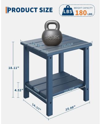TrailBlaze 18 X 15 in Adirondack Square Outdoor Side Table,2-Tier Storage Patio Side Table