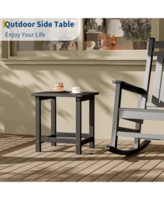 Square HDPE All-Weather Side Table, Durable Outdoor Patio End Table Built to Last, Resists Fading and Moisture for Beach or Porch