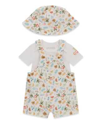 Baby Boys' Short-Sleeve Bodysuit, Shortall, and Bucket Hat, 3-Piece Set