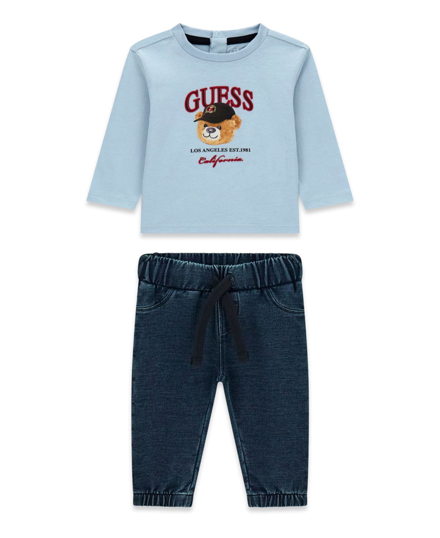 Baby Boys' Long-Sleeve Top and Knit Denim Pants, 2-Piece Set