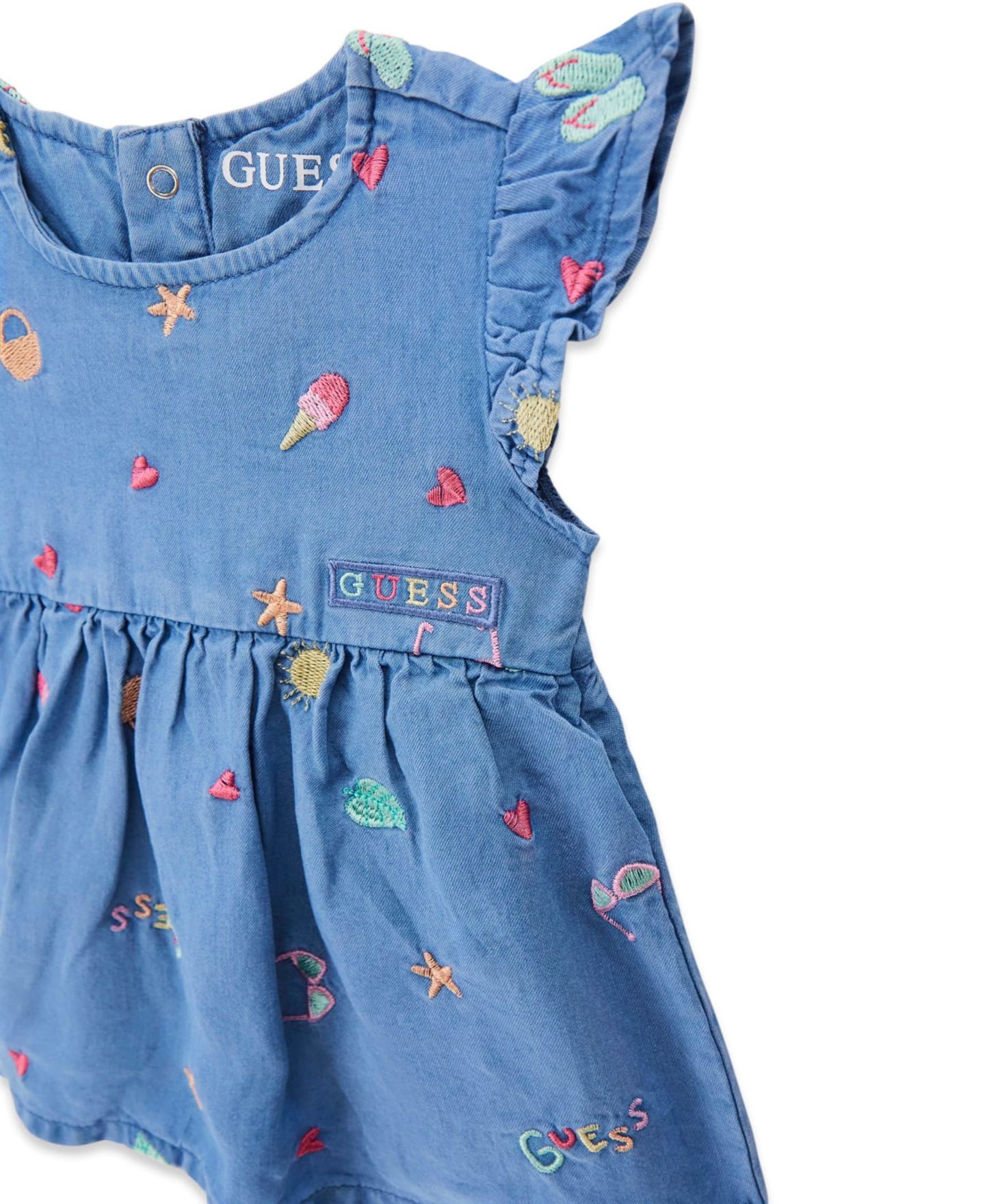 Платье GUESS Chambray Bodysuit Dress для девочек-малышей, цвет: Синий — фото 3