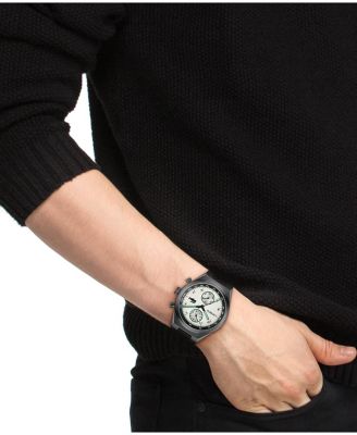 Men's Line Racer Black Silicone Strap Watch, 42mm