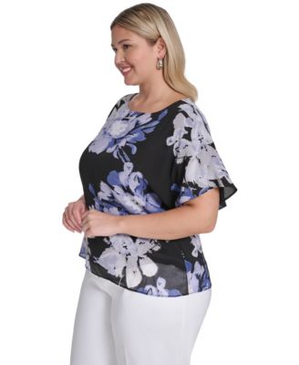 Plus Size Printed Short-Sleeve Top