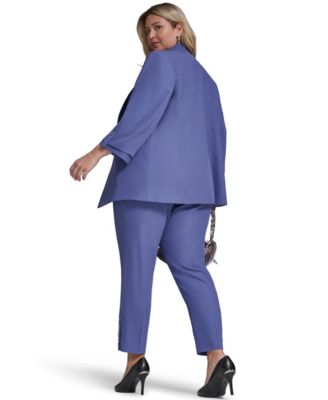 Plus Size Open Front Notch Collar Jacket