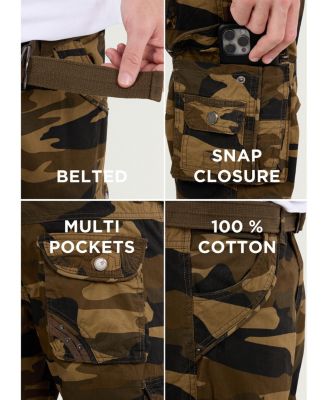 Big & Tall Cargo Shorts Camo & Solid Colors 12.5" Inseam Knee Length Classic Fit Multi Pocket
