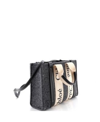 Small Woody Tote Felt with Leather and Canvas