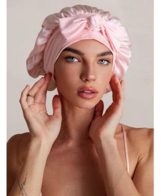 Silksilky Pure Silk Bowknot Tie Bonnet - LightPastel Pink 25$