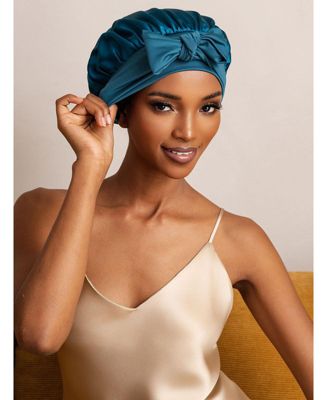 Silksilky Pure Silk Bowknot Tie Bonnet - Blue