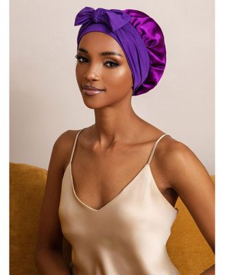 Silksilky Pure Silk Bowknot Tie Bonnet - Purple