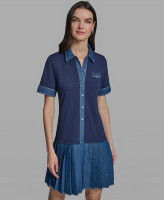 Women's Short-Sleeve Collared Knitted Polo Dress