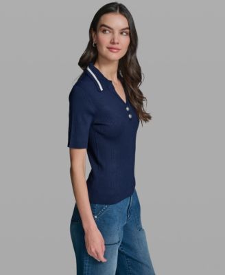 Women's Short-Sleeve Collared Sweater