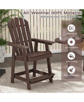 Tall Bar Stool HDPE Chair w/ Armrest Footrest Home Indoor Outdoor Patio