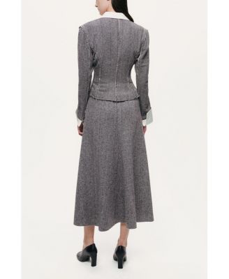 Women's Contrast Lapel Tailored Textured Jacket