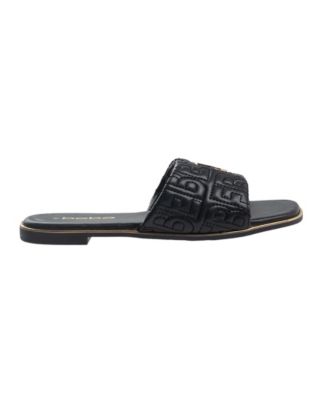 Women's Fashion Sandal with Quilted Repeat Logo and Medallion