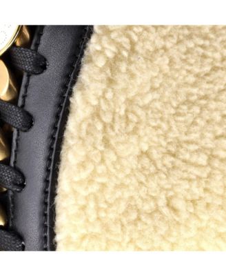 Small Frayme Shoulder Bag Faux Shearling and Faux Leather