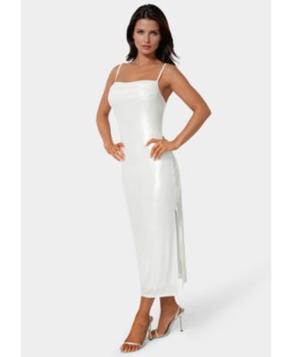 Women's Foil Metallic Slinky Cowl Maxi Dress