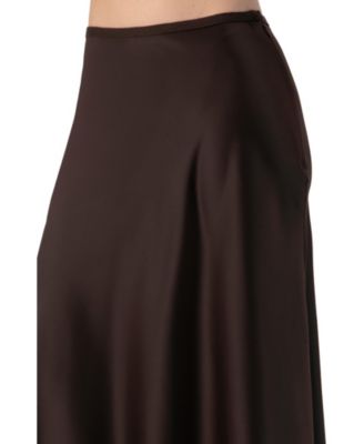 Women's Solid Satin Midi Skirt