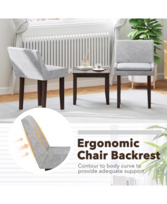 Modern Dining Chair Set of 4 w/ Mid Back and Cushioned Seat Solid Wood Legs