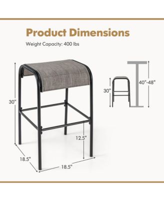 4PCS 30'' Bar Height Bistro Stools Outdoor Bar Stools w/ Breathable Fabric Seat