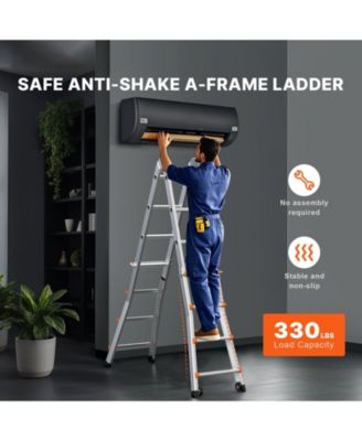 17 ft Telescoping A-Frame Ladder, Compact Aluminum Multi-Function Extension Ladder, Collapsible Design, 330 lb Load Capacity