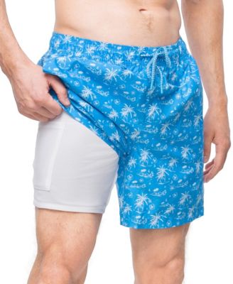 Men's Compression Liner Swim Trunks with Back Zipper Pocket