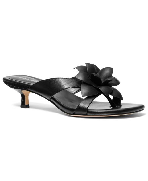 Женские сандалии Michael Kors Jacie Slip-On Kitten Heel Dress Sandals, цвет: Чёрный кожаный