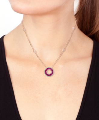 Ruby (1-1/8 ct. t.w.) & Diamond (3/8 ct. t.w.) Pendant Necklace in 14k Rose Gold
