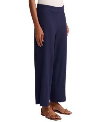 Petite Mid-Rise Wide-Leg Crop Casual Pants