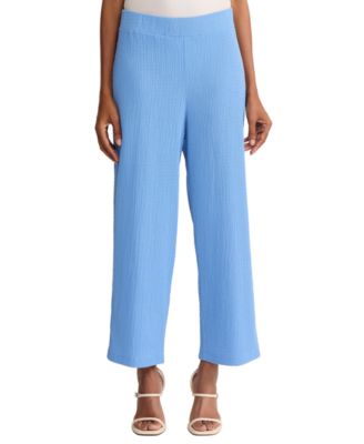 Petite Mid-Rise Wide-Leg Crop Casual Pants