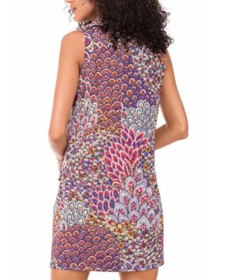 Women's Collared Pull-On Knee Length Grommet Pocket Shift Dress