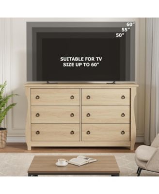 Dresser for Bedroom, Modern Wood Drawer Dresser with Ring Pull Handles, Wide Chest of Drawer, Storage Organizer for Living Room