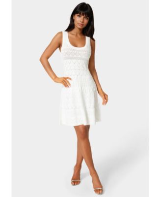 Women's Sleeveless Fit and Flare Pointelle Mini Dress