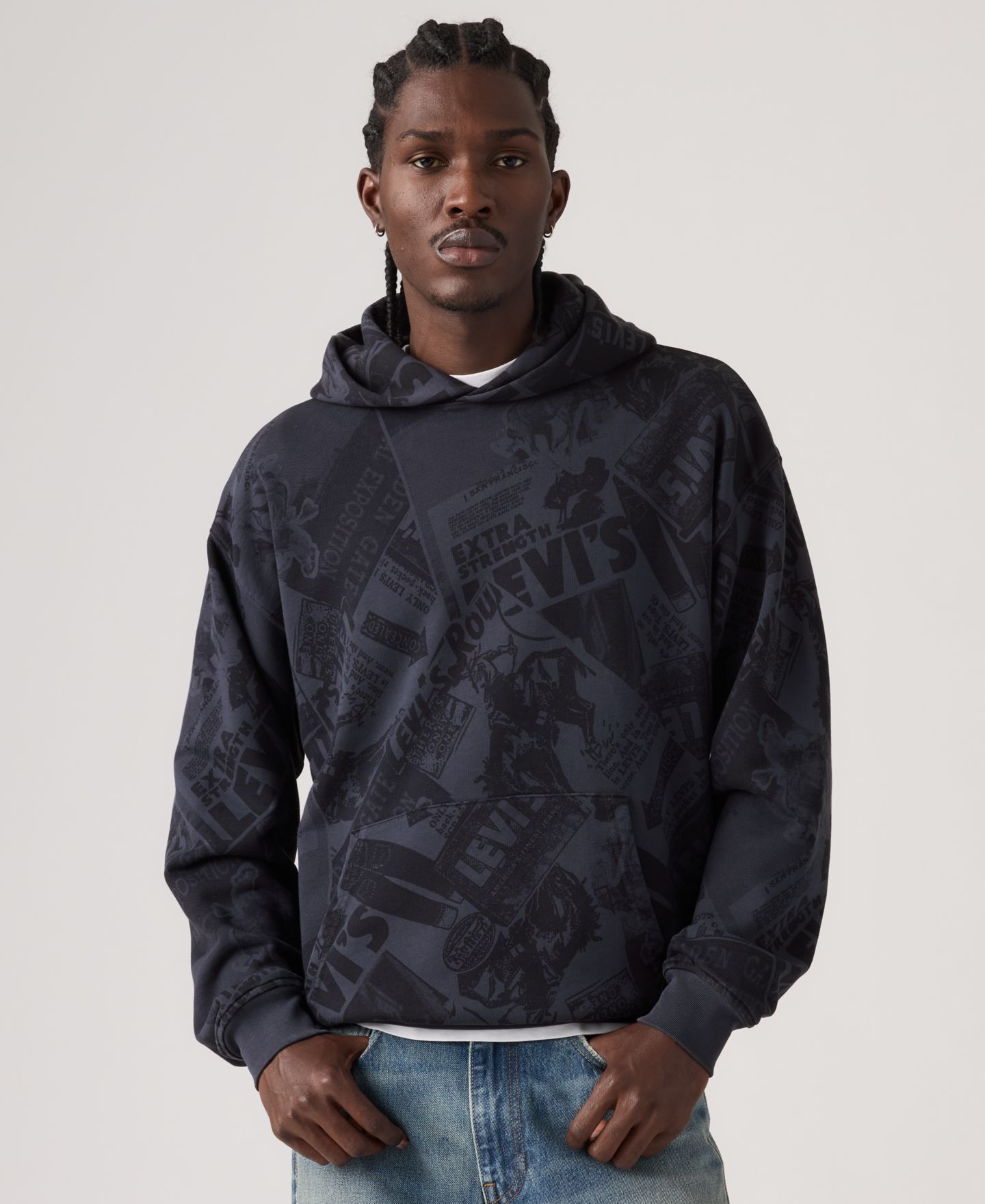 Мужское худи Levi's Premium Long-Sleeve Hooded, цвет: Тёмно-синий — фото 2