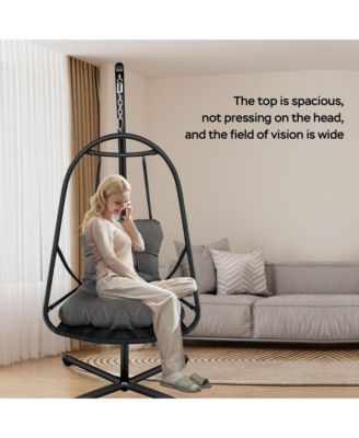 Swing Egg Chair with Stand Indoor Outdoor Wicker Rattan Patio Basket Hanging Chair