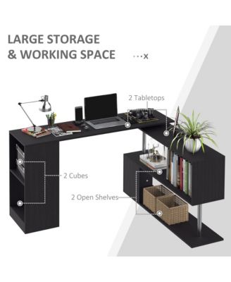 Rotating Corner Table Shelf Combo L-Shaped I-Shape Home Office