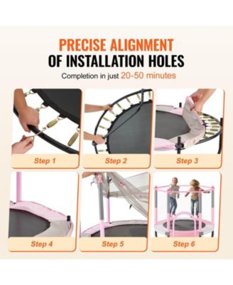 Kids Trampoline, 60" (5 ft), Enclosure Net & Basketball Hoop, Indoor/Outdoor