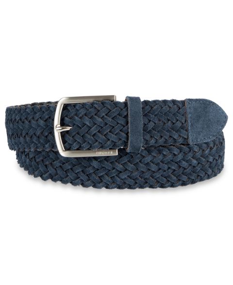 Мужской ремень Tommy Hilfiger Suede Braided Silver-Tone Finish Belt, цвет: Тёмно-синий