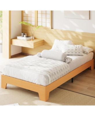 Bed Frame, Wooden Platform Bed Frame, Minimalist Bed with Wood Slats Support, Underbed Space for Storage, No Box Spring Required, Noise-Free