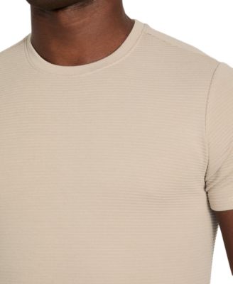 Men's Relaxed Fit Linear Textured Short-Sleeve Crewneck T-Shirt