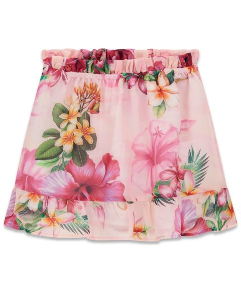 Юбка GUESS Chiffon Flare-Fit Skirt для девочек, цвет: Розовый