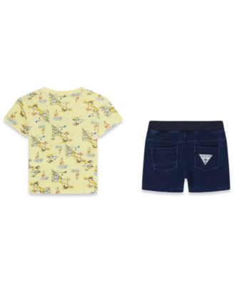Baby Boys' Short-Sleeve T-Shirt and Knit Denim Shorts Set, 2-Piece Set