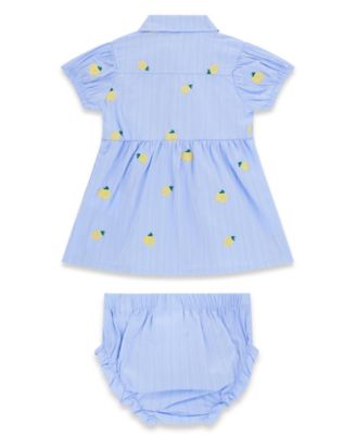 Baby Girls' Yarn Dye Poplin Short-Sleeve Dress and Matching Bloomer