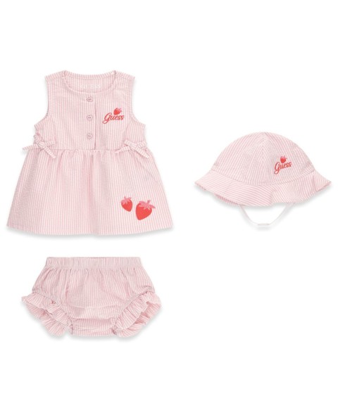 GUESS Baby Girls' Sleeveless Dress, Matching Bloomer, and Hat Set