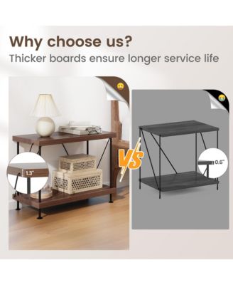 2PCS 2-Tier Multipurpose Display Rack Freestanding Bookshelf w/ Metal Frame